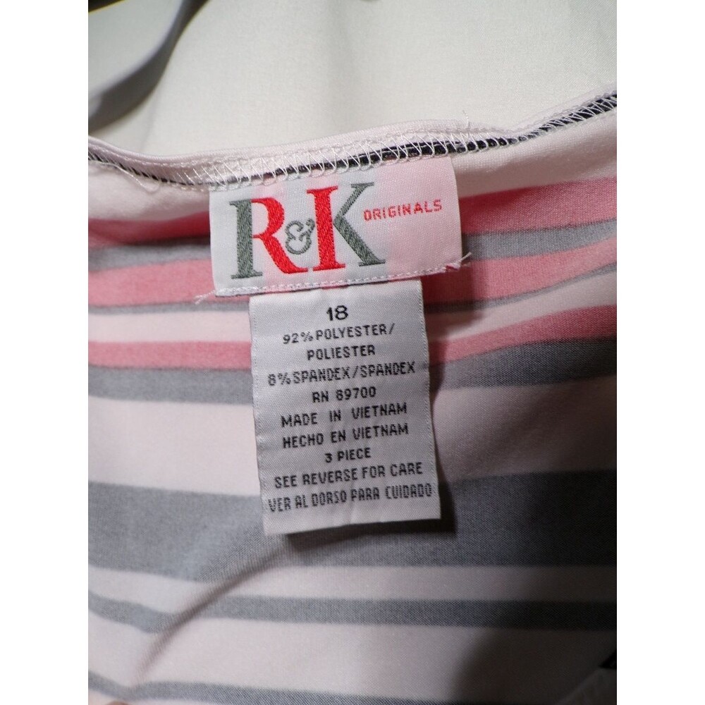 R&K Originals Women's 18 Sleeveless Striped Tank Top Red Black White Knit - Picture 3 of 4